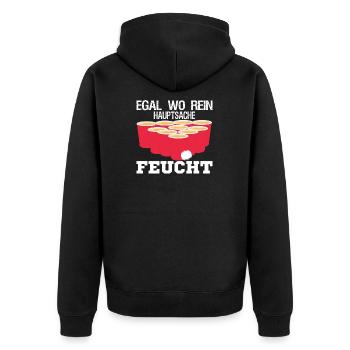 Lustiger Saufen Spruch Bier Pong Wettbewerb - Unisex Premium Bio Zip Hoodie - Schwarz - Hinten - Nico (187cm)