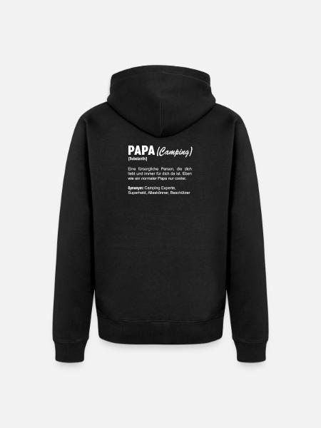 Camper Papa Camping Vater Campingplatz Spruch - Unisex Premium Bio Zip Hoodie - Schwarz