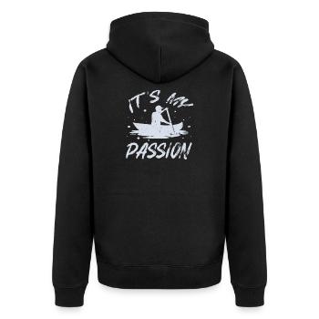Kanusport - Unisex Premium Bio Zip Hoodie - Schwarz - Hinten - Nico (187cm)
