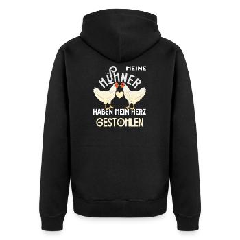 Hühnerstall Hühner Henne Bauer Geschenk - Unisex Premium Bio Zip Hoodie - Schwarz - Hinten - Nico (187cm)