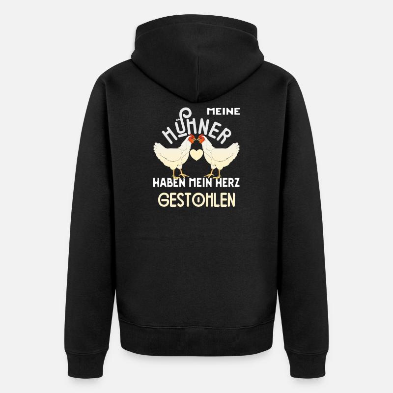 Hühnerstall Hühner Henne Bauer Geschenk - Unisex Premium Bio Zip Hoodie - Schwarz