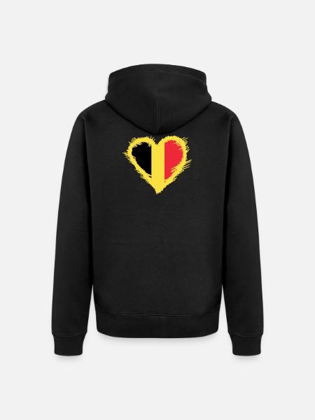 Belgium flag with heart - Unisex Premium Organic Zip Hoodie - black