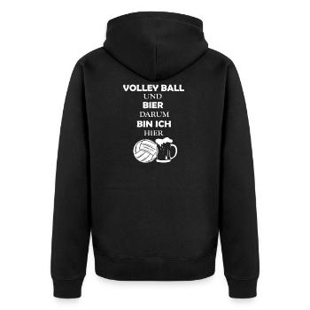 Bier JGA Saufen Trinken Party Feiern Spruch Lustig - Unisex Premium Bio Zip Hoodie - Schwarz - Hinten - Nico (187cm)