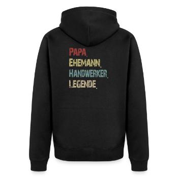 Papa Ehemann Handwerker Legende Vintage Retro - Unisex Premium Bio Zip Hoodie - Schwarz - Hinten - Nico (187cm)