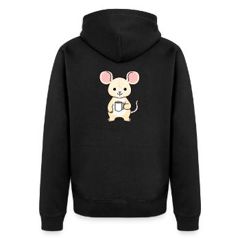 La souris boit du café - Veste à capuche bio Premium Unisexe - noir - Dos - Nico (187cm)