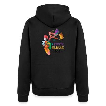 Schulkind 2021 1. Klasse Einschulung Stift Lineal - Unisex Premium Bio Zip Hoodie - Schwarz - Hinten - Nico (187cm)