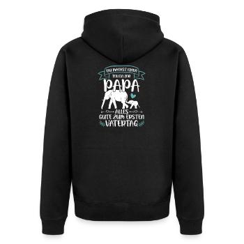 Erster Vatertag - Elefant Vatertagsgeschenk - Unisex Premium Bio Zip Hoodie - Schwarz - Hinten - Nico (187cm)