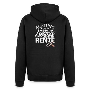 Hausmeister Legende in Rente Handwerker Arbeit - Unisex Premium Bio Zip Hoodie - Schwarz - Hinten - Nico (187cm)