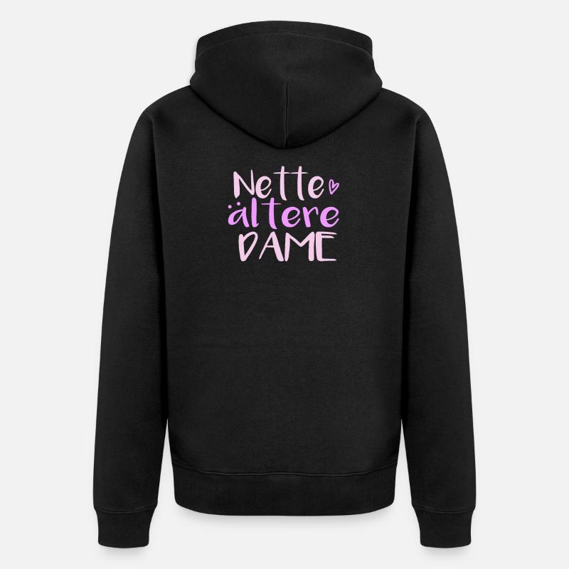 Nette ältere Dame - Unisex Premium Bio Zip Hoodie - Schwarz