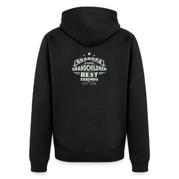 Opa und Enkelkinder - Unisex Premium Bio Zip Hoodie - Schwarz - Hinten - Nico (187cm)