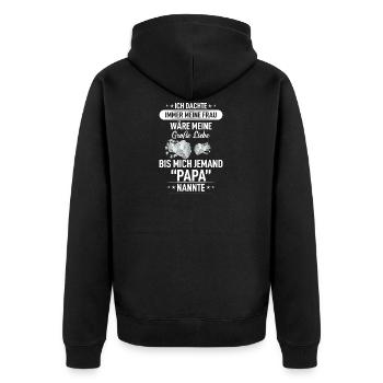 Papa - Unisex Premium Bio Zip Hoodie - Schwarz - Hinten - Nico (187cm)