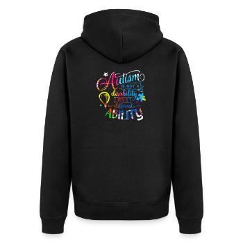 Autismus Autist Asberger Autismus Awareness Puzzle - Unisex Premium Bio Zip Hoodie - Schwarz - Hinten - Nico (187cm)
