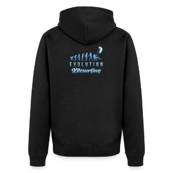 Kitesurfen Evolution - Unisex Premium Bio Zip Hoodie - Schwarz - Hinten - Nico (187cm)