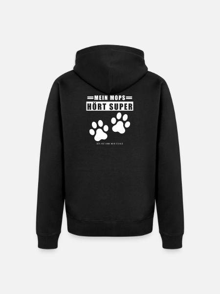 Mops Leben - Unisex Premium Bio Zip Hoodie - Schwarz
