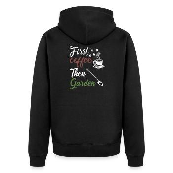 Garden Morning Muffle Coffee Gardener Gardening - Unisex Premium Organic Zip Hoodie - black - Back - Nico (187cm)