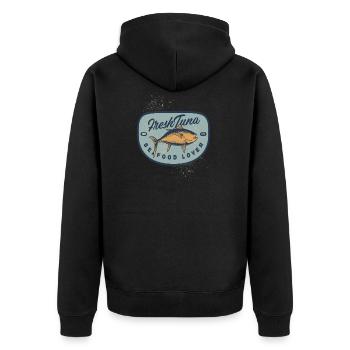 Frischer Thunfisch Tuna Seafood - Unisex Premium Bio Zip Hoodie - Schwarz - Hinten - Nico (187cm)