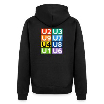 Berliner U-Bahn - Unisex Premium Bio Zip Hoodie - Schwarz - Hinten - Nico (187cm)