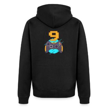 Kids 9th Birthday Gamer PC Console Zocker - Unisex Premium Organic Zip Hoodie - black - Back - Nico (187cm)