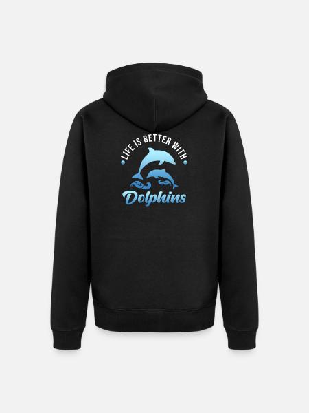 Delfin - Unisex Premium Bio Zip Hoodie - Schwarz