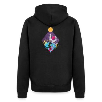 Freestyle-Roller Cosmonaute Scooter Skatepark - Unisex Premium Bio Zip Hoodie - Schwarz - Hinten - Nico (187cm)