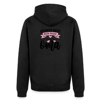 Ich bin die Oma Liebe Geschenk Familie Herz - Unisex Premium Bio Zip Hoodie - Schwarz - Hinten - Nico (187cm)