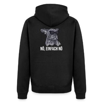 Französische Bulldogge Mit Sonnenbrille Nö Einfach - Unisex Premium Bio Zip Hoodie - Schwarz - Hinten - Nico (187cm)