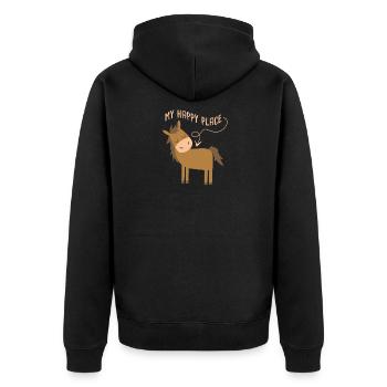 Horse Lover My Happy Place Horseback Riding - Unisex Premium Bio Zip Hoodie - Schwarz - Hinten - Nico (187cm)