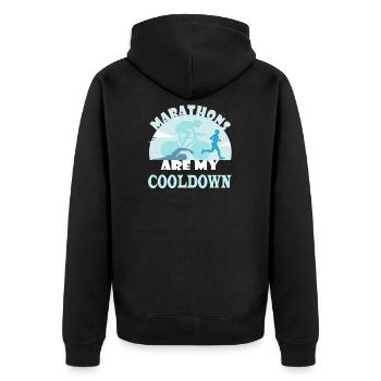 Triathlon Geschenk schwimmen rennen radeln - Unisex Premium Bio Zip Hoodie - Schwarz - Hinten - Nico (187cm)