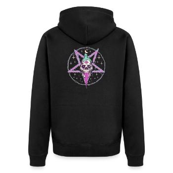 Pastel Goth Skull Creepy Wicca Aesthetic Witch - Unisex Premium Bio Zip Hoodie - Schwarz - Hinten - Nico (187cm)