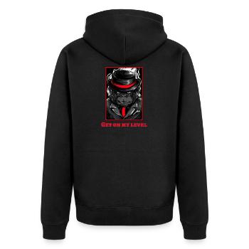 Affe Nadelstreifen Primaten T-shirt für Affen - Unisex Premium Bio Zip Hoodie - Schwarz - Hinten - Nico (187cm)