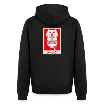 Ramen Cat Japanese Noodle Soup Asian Food Gift - Unisex Premium Organic Zip Hoodie - black - Back - Nico (187cm)
