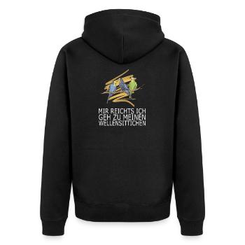 Mir reichts ich geh zu meinen Wellensittichen - Unisex Premium Bio Zip Hoodie - Schwarz - Hinten - Nico (187cm)