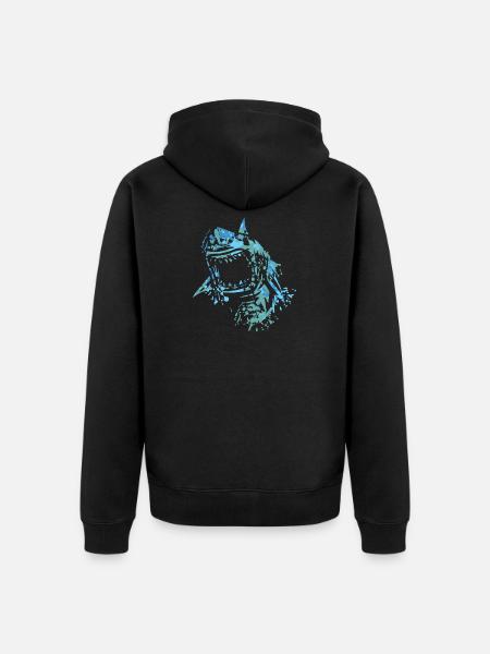 shark - Unisex Premium Organic Zip Hoodie - black