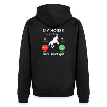 Amoureux du cheval, cheval horse. Love Horses - Veste à capuche bio Premium Unisexe - noir - Dos - Nico (187cm)