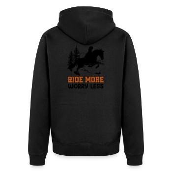 Amoureux du cheval, cheval horse. Love Horses - Veste à capuche bio Premium Unisexe - noir - Dos - Nico (187cm)