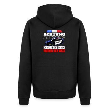 Polizei Bruder Bester Großer kleiner Kind Geschenk - Unisex Premium Bio Zip Hoodie - Schwarz - Hinten - Nico (187cm)