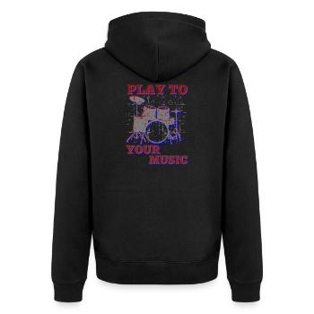drums play to your music - Unisex Premium Bio Zip Hoodie - Schwarz - Hinten - Nico (187cm)