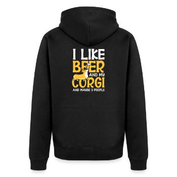 Beer and Corgi - Unisex Premium Organic Zip Hoodie - black - Back - Nico (187cm)