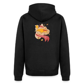 Fliegendes Eichhörnchen Gleithörnchen Flughörnchen - Unisex Premium Bio Zip Hoodie - Schwarz - Hinten - Nico (187cm)