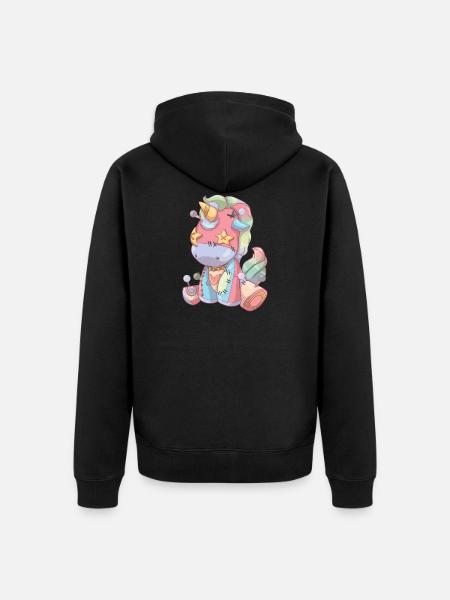 Pastel Goth Voodoo Doll Uhyggelig Sød Enhjørning - Premium økologisk unisex-hættejakke - sort