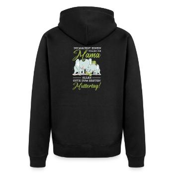 Muttertag Mutter Mummy Elefant Spruch Geschenk - Unisex Premium Bio Zip Hoodie - Schwarz - Hinten - Nico (187cm)