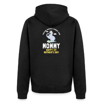 Muttertag Mutter Mummy Erster Elefant Geschenk - Unisex Premium Bio Zip Hoodie - Schwarz - Hinten - Nico (187cm)