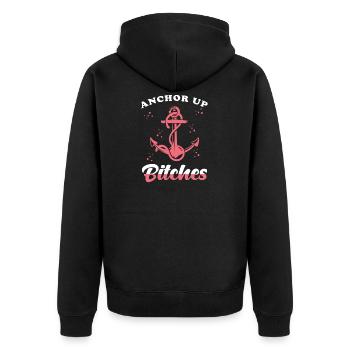 Anchor pun - Unisex Premium Organic Zip Hoodie - black - Back - Nico (187cm)