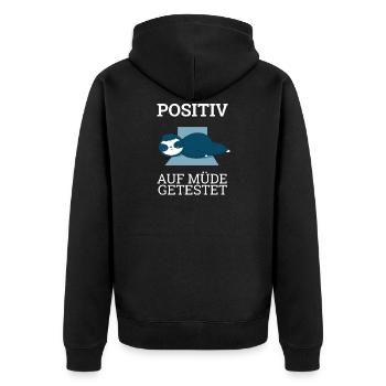 Positif testé sur fatigué d’humour de sieste - Veste à capuche bio Premium Unisexe - noir - Dos - Nico (187cm)