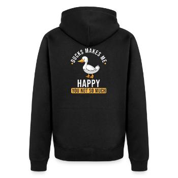 Enten Spruch lustig - Unisex Premium Bio Zip Hoodie - Schwarz - Hinten - Nico (187cm)