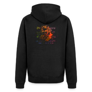 Beethoven Klassik 9. Symphonie Ode an die Freude - Unisex Premium Bio Zip Hoodie - Schwarz - Hinten - Nico (187cm)