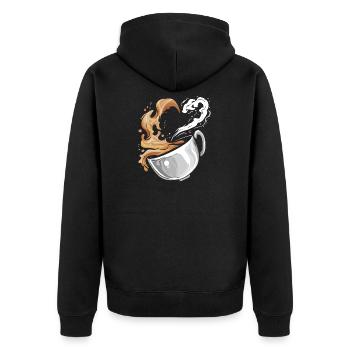 Kaffee heiß und gut Kaffeetasse, cup of coffee - Unisex Premium Bio Zip Hoodie - Schwarz - Hinten - Nico (187cm)