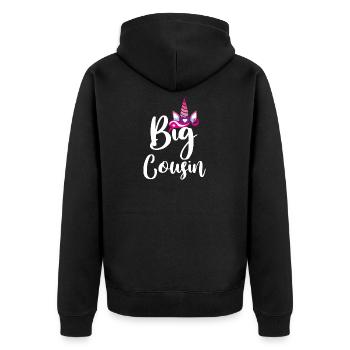 Grand cousin cousin famille naissance cadeau - Veste à capuche bio Premium Unisexe - noir - Dos - Nico (187cm)