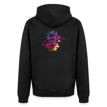 Beethoven Klassik 9. Symphonie Ode an die Freude - Unisex Premium Bio Zip Hoodie - Schwarz - Hinten - Nico (187cm)