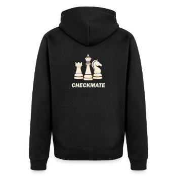 Checkmate Schach Schachmatt Geschenk - Unisex Premium Bio Zip Hoodie - Schwarz - Hinten - Nico (187cm)